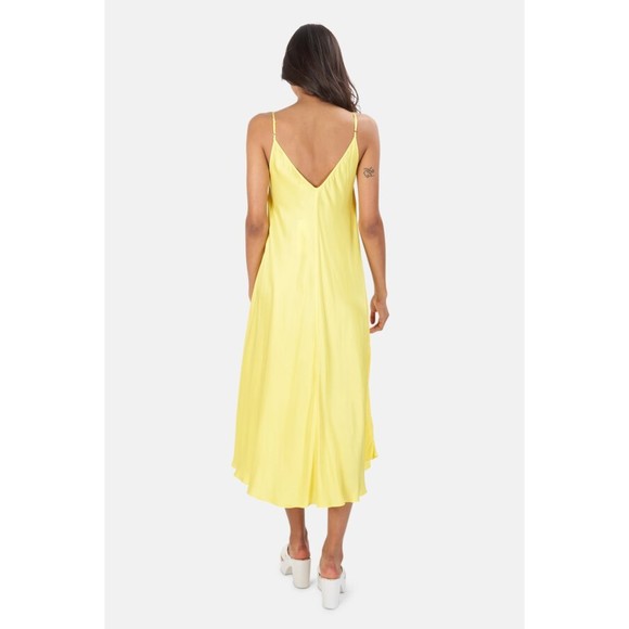 NEW L'agence Buttercup Yellow V-Neck Lorraine Trapeze Midi Slip Dress XS Summer - Picture 4 of 12